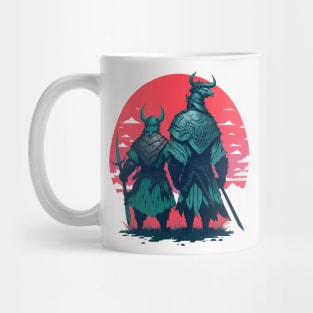 Viking and Samurai Watching the Sunset Mug